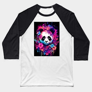 Pretty panda surround in bright colorful tropical flowers Baseball T-Shirt